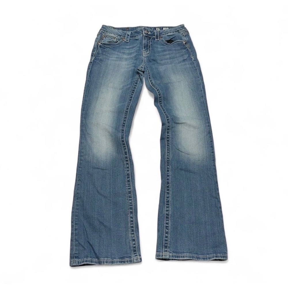 Miss Me Bootcut Jeans Size 30 Fleur De Lis Studded Medium Wash JP5182B10 Blue - Picture 2 of 10